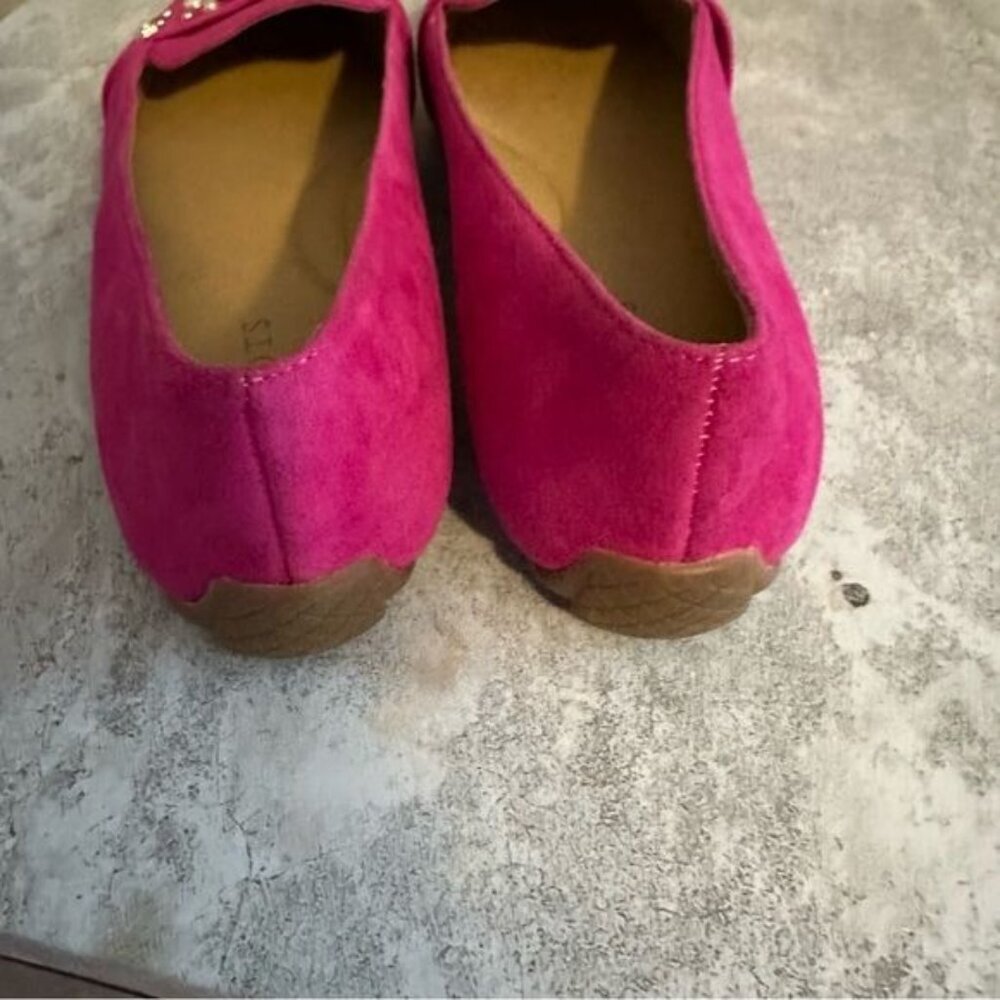 Barbiecore Talbots Pink FRANCESCA RHINESTONE DRIVING FLATS SUEDE Loafers Sz 8.5 - Picture 6 of 10